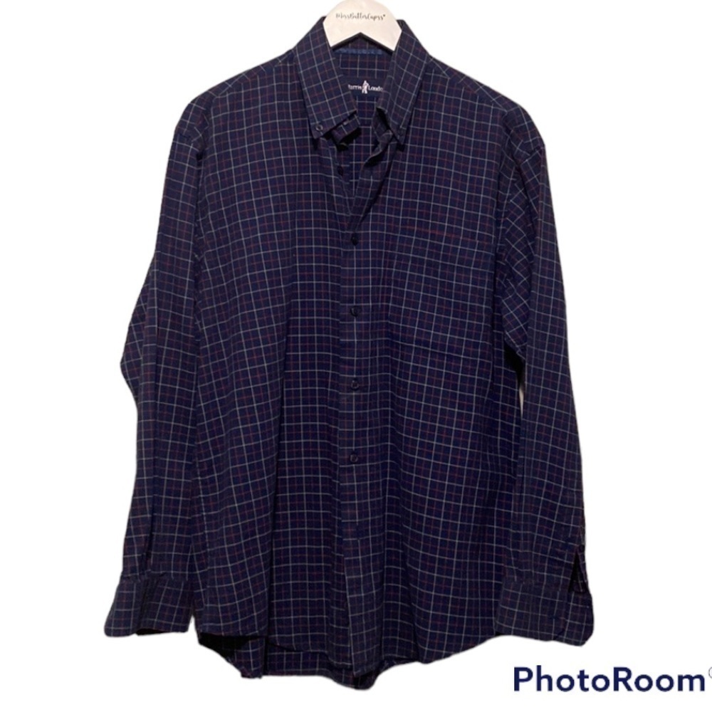 T.Harris London blue and red checkered long sleeve button up | Size large